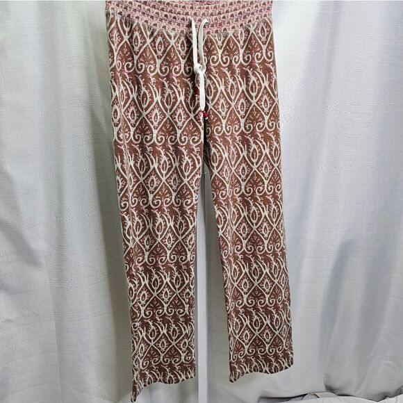 Lucky Brand Tan Geometric Print Wide Leg Pull On Pants Size Medium - Picture 3 of 8
